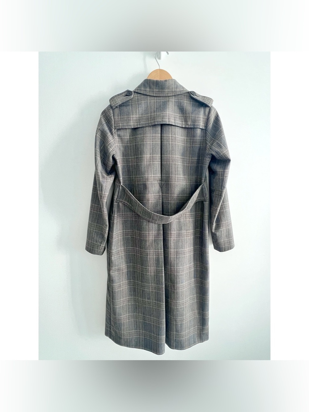 Sandro coat size 4 36 trench plaid brown grey Roselier - Picture 6 of 12